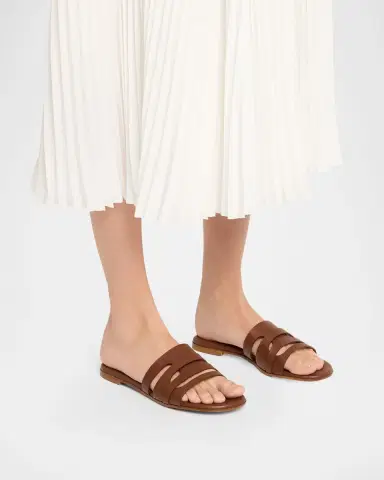 Gianvito Rossi Calfskin Leather Flat Slide Sandals | Thumbnail 2