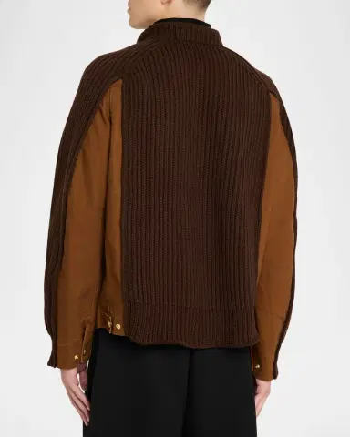 SACAI x CARHARTT WIP Men's Washed Duck & Wool Knit Blouson Jacket | Thumbnail 3