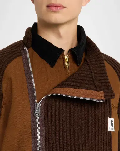 SACAI x CARHARTT WIP Men's Washed Duck & Wool Knit Blouson Jacket | Thumbnail 5