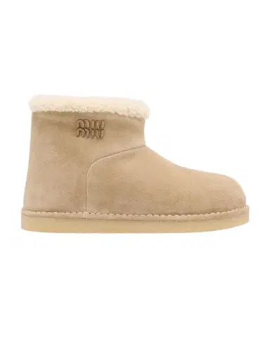 Miu Miu Suede Shearling-Lined Booties | Thumbnail 1