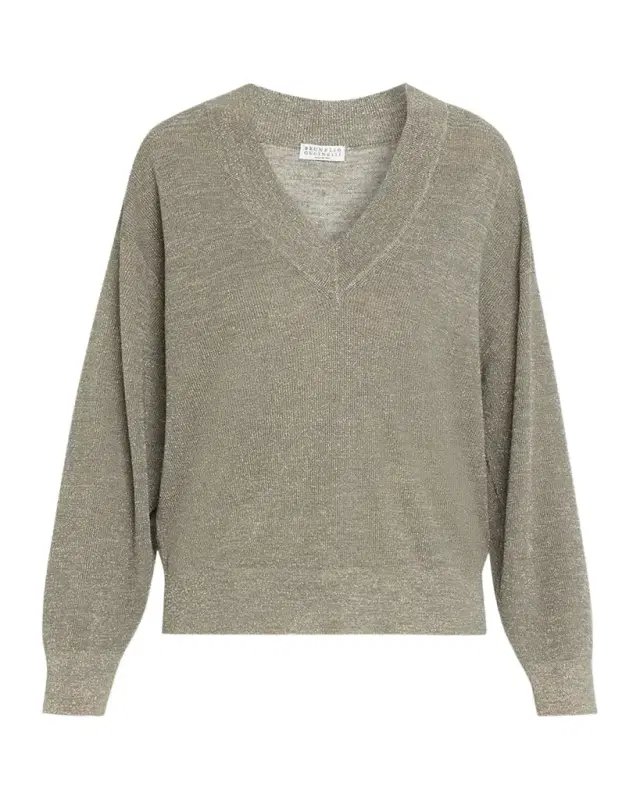 Sparkling Linen V-Neck Sweater