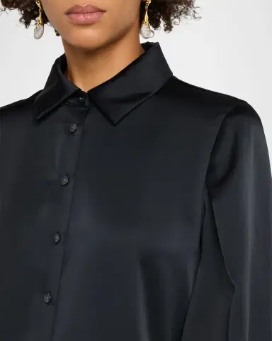 TANYA TAYLOR Marina Long-Sleeve Satin Blouse | Thumbnail 5