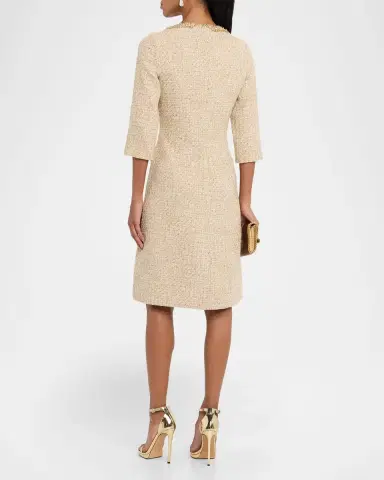 Rickie Freeman for Teri Jon Metallic Boucle Jewel-Trim A-Line Dress | Thumbnail 3 Rickie Freeman for Teri Jon Metallic Boucle Jewel-Trim A-Line Dress | Thumbnail 3