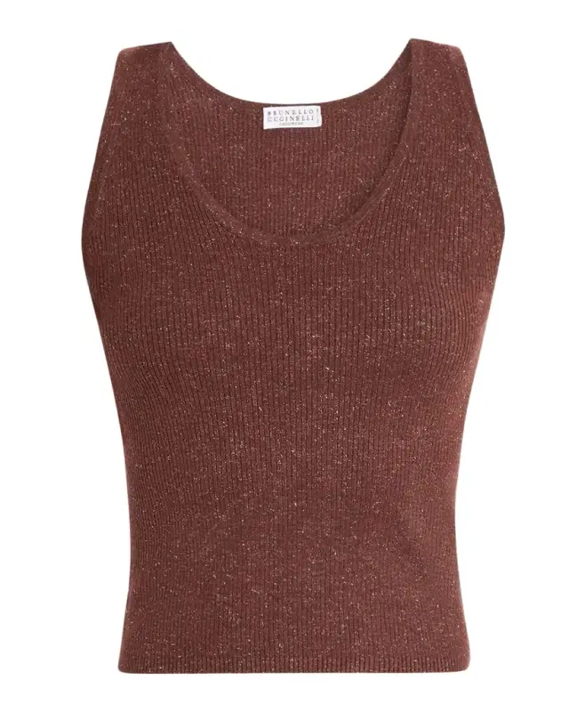 Shimmering Cashmere Rib Knit Tank Top