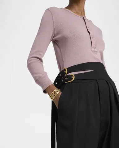 Chloé Double-Buckle Pleated Straight-Leg Trousers | Thumbnail 5 Chloé Double-Buckle Pleated Straight-Leg Trousers | Thumbnail 5