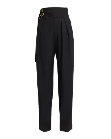 Chloé Double-Buckle Pleated Straight-Leg Trousers | Thumbnail 1 Chloé Double-Buckle Pleated Straight-Leg Trousers | Thumbnail 1