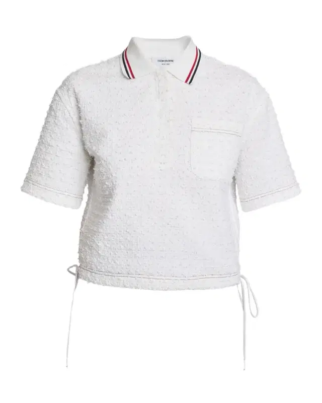 Drawstring Hem Crop Polo Shirt
