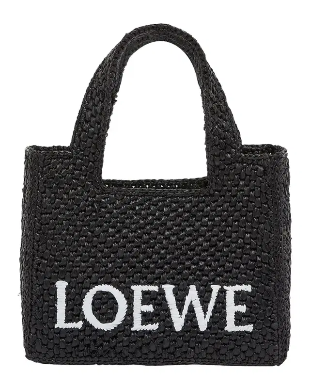 x Paula 's Ibiza Font Logo Mini Tote Bag in Raffia