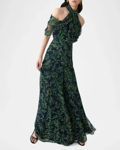 Carolina Herrera Iris Olive-Printed Wide-Leg Silk Chiffon Pants | Thumbnail 4 Carolina Herrera Iris Olive-Printed Wide-Leg Silk Chiffon Pants | Thumbnail 4