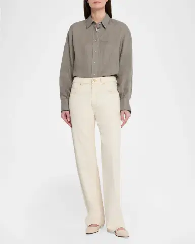 Brunello Cucinelli Linen Long-Sleeve Button-Down Shirt | Thumbnail 2