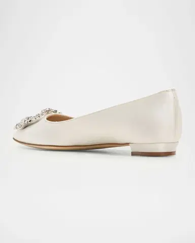 Manolo Blahnik Hangisi Satin Buckle Ballerina Flats | Thumbnail 4