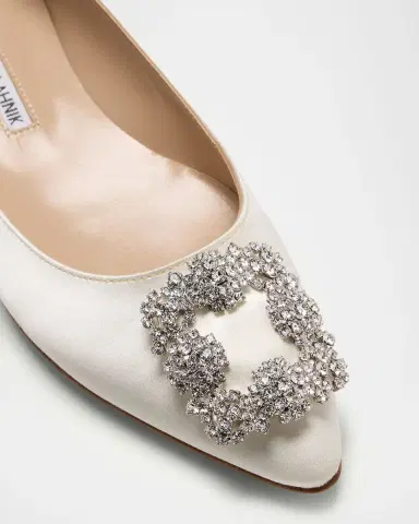 Manolo Blahnik Hangisi Satin Buckle Ballerina Flats | Thumbnail 5