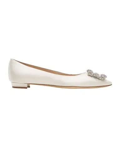 Manolo Blahnik Hangisi Satin Buckle Ballerina Flats | Thumbnail 1
