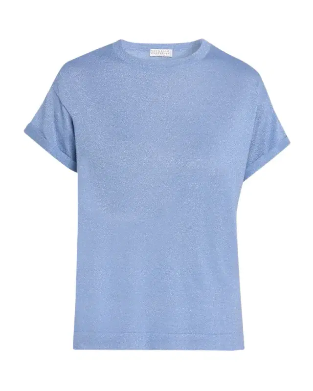 Cashmere Silk Lurex Short-Sleeve T-Shirt