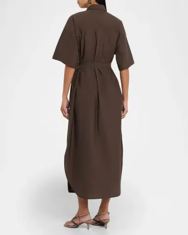 Brunello Cucinelli Sequin Embroidered Cotton Poplin Midi Shirtdress | Thumbnail 3