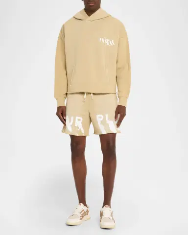 PURPLE Men 's Painted Logo Fleece Shorts | Thumbnail 2 PURPLE Men 's Painted Logo Fleece Shorts | Thumbnail 2