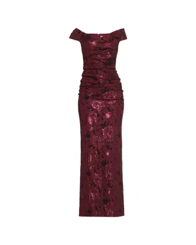 Rickie Freeman for Teri Jon Ruched Metallic Floral Jacquard Column Gown | Thumbnail 1 Rickie Freeman for Teri Jon Ruched Metallic Floral Jacquard Column Gown | Thumbnail 1