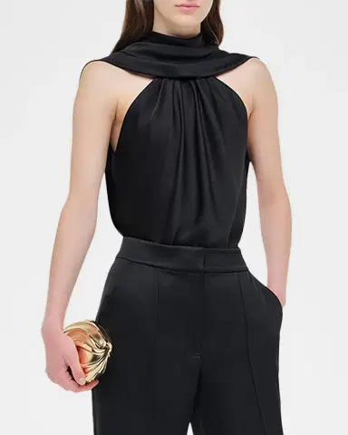 Simkhai Scarlett Satin Cape Top | Thumbnail 4