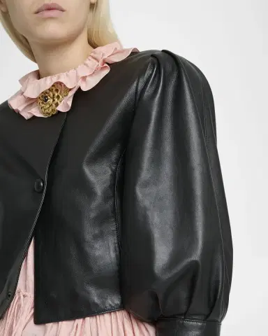 Chloé Leather Puff-Sleeve Crop Jacket | Thumbnail 5 Chloé Leather Puff-Sleeve Crop Jacket | Thumbnail 5