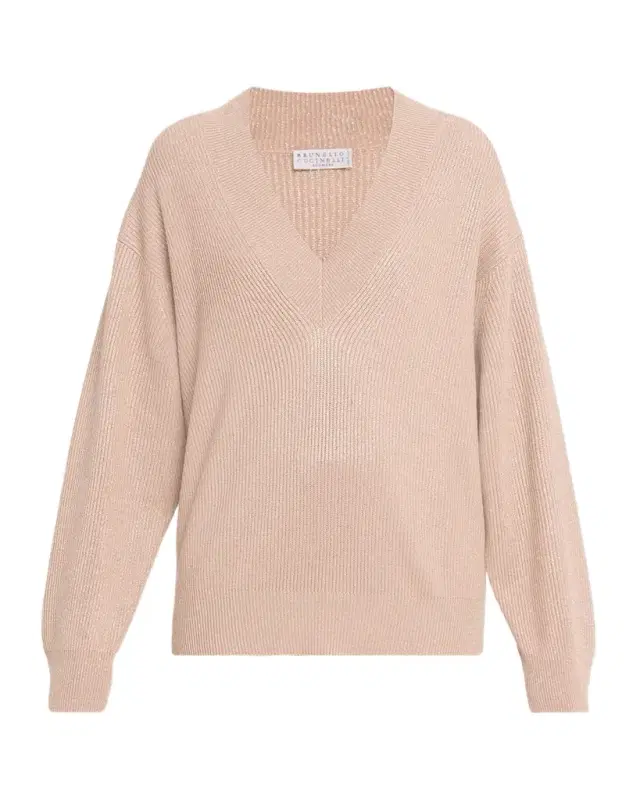 Sparkling Cashmere Oversized V-Neck Sweater
