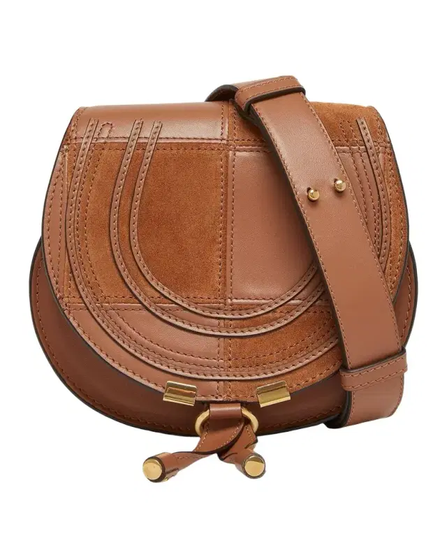 Marcie Medium Saddle Crossbody Bag in Patchwork Leather