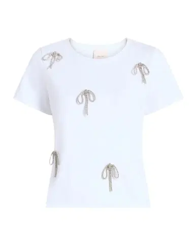 Cinq à Sept Corded Rhinestone Bow Shrunken Tee | Thumbnail 1 Cinq à Sept Corded Rhinestone Bow Shrunken Tee | Thumbnail 1
