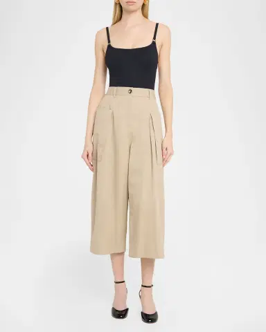 Loewe Pleated Wide-Leg Cropped Trousers | Thumbnail 2 Loewe Pleated Wide-Leg Cropped Trousers | Thumbnail 2