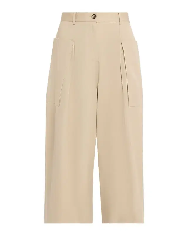 Pleated Wide-Leg Cropped Trousers