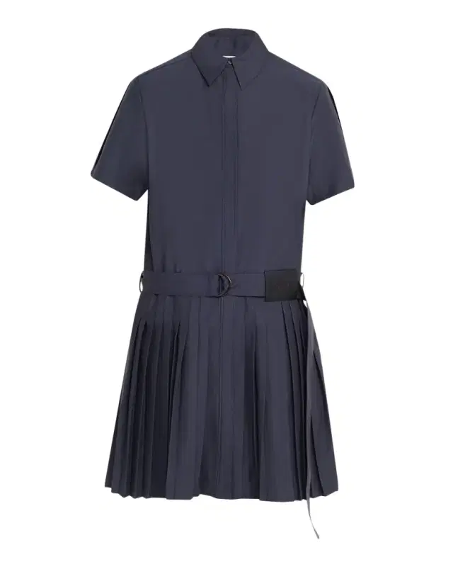 Belted Pleated Mini Shirtdress