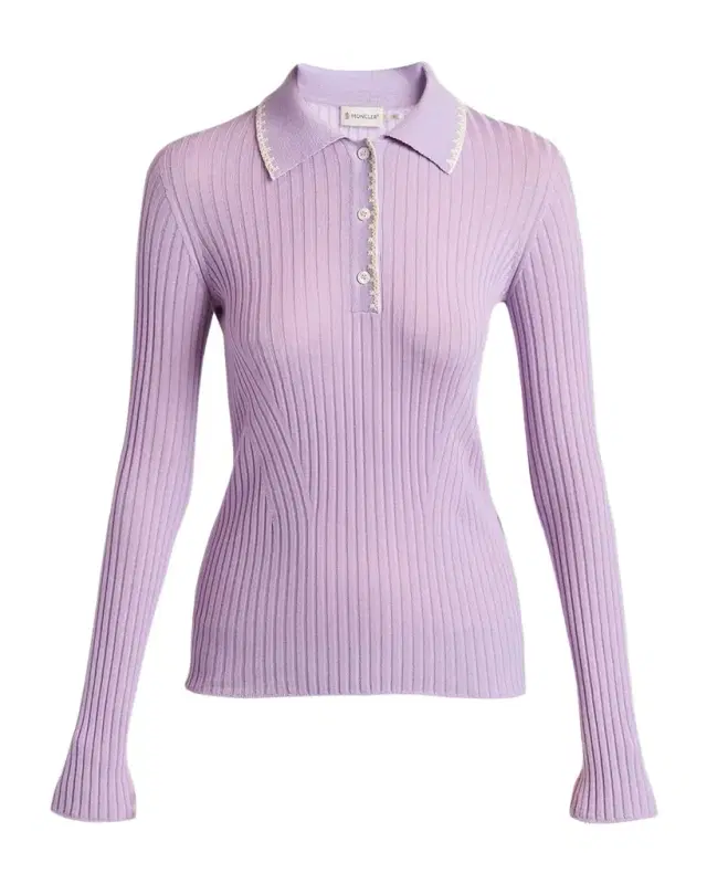 Long-Sleeve Rib-Knit Polo