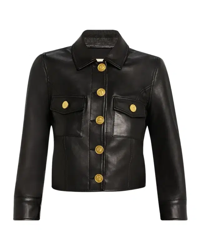 L 'AGENCE Kumi Cropped Leather Jacket