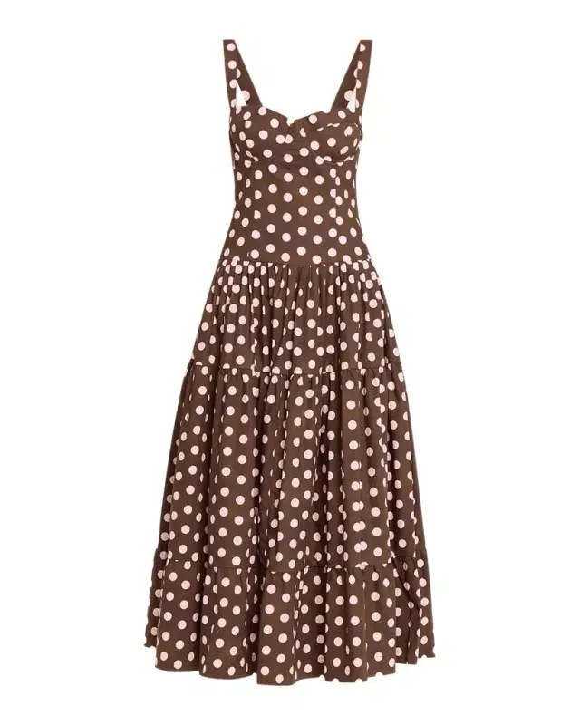 Santiago Bustier Tiered Floral Poplin Midi Dress