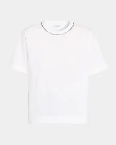 Brunello Cucinelli Monili Short-Sleeve Cotton T-Shirt | Thumbnail 1 Brunello Cucinelli Monili Short-Sleeve Cotton T-Shirt | Thumbnail 1