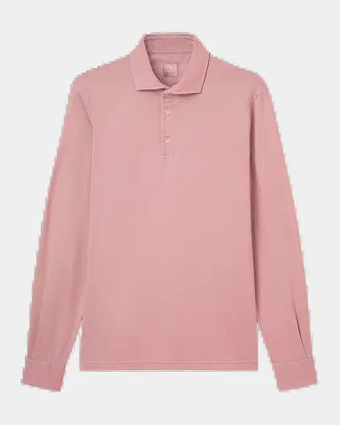 Fedeli Men's Giza Cotton Long-Sleeve Pique Polo Shirt | Thumbnail 2