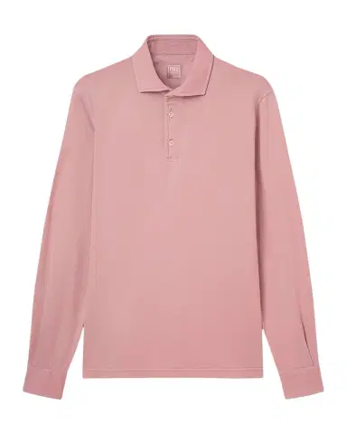 Fedeli Men's Giza Cotton Long-Sleeve Pique Polo Shirt | Thumbnail 1