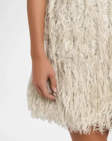 Brunello Cucinelli Degrade Feather Sequined Fil Coupe Mini Dress | Thumbnail 5 Brunello Cucinelli Degrade Feather Sequined Fil Coupe Mini Dress | Thumbnail 5