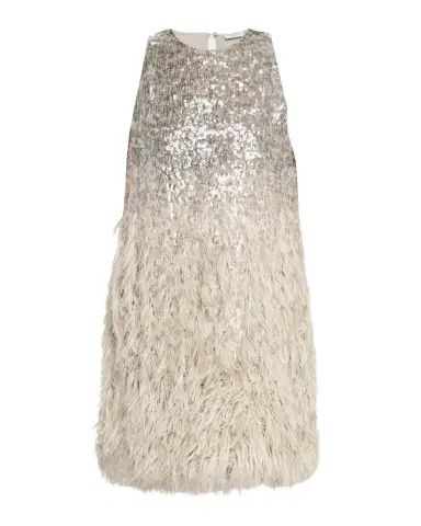 Brunello Cucinelli Degrade Feather Sequined Fil Coupe Mini Dress | Thumbnail 1 Brunello Cucinelli Degrade Feather Sequined Fil Coupe Mini Dress | Thumbnail 1