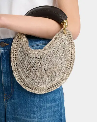 Chloé Summer Banana Mini Hobo Bag in Metallic Crochet | Thumbnail 6