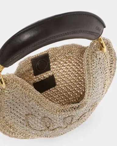 Chloé Summer Banana Mini Hobo Bag in Metallic Crochet | Thumbnail 8