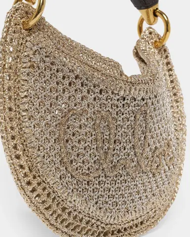 Chloé Summer Banana Mini Hobo Bag in Metallic Crochet | Thumbnail 10
