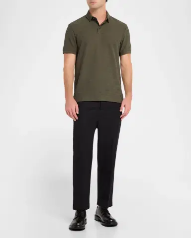 Emporio Armani Men's Grid Check Jacquard Jersey Polo Shirt | Thumbnail 2 Emporio Armani Men's Grid Check Jacquard Jersey Polo Shirt | Thumbnail 2