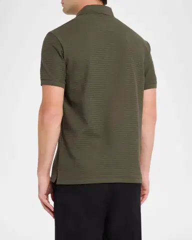 Emporio Armani Men's Grid Check Jacquard Jersey Polo Shirt | Thumbnail 3 Emporio Armani Men's Grid Check Jacquard Jersey Polo Shirt | Thumbnail 3