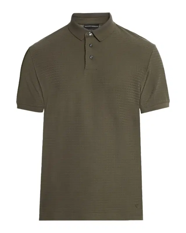 Men 's Grid Check Jacquard Jersey Polo Shirt Men 's Grid Check Jacquard Jersey Polo Shirt