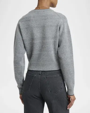 Chloé Logo Heart Wool-Cashmere Crewneck Cardigan | Thumbnail 3