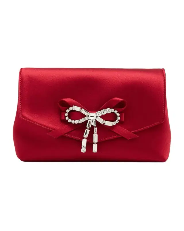 Jimmy Choo Mini Crystal Bow-Embellished Satin Crossbody Bag
