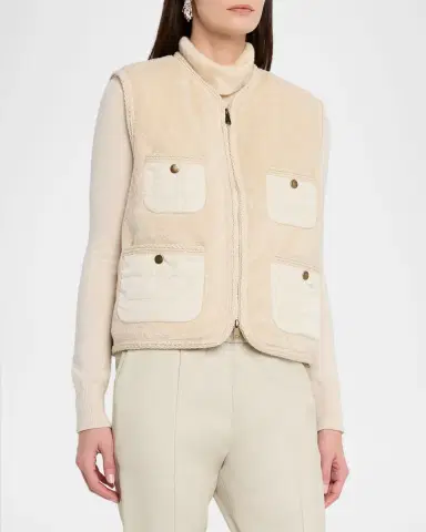 Moncler Mimosas Braided Trim Teddy Down Vest | Thumbnail 4