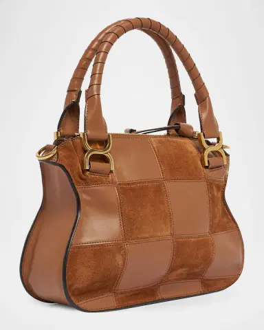 Chloé Marcie Medium Saddle Shoulder Bag in Patchwork Leather | Thumbnail 3
