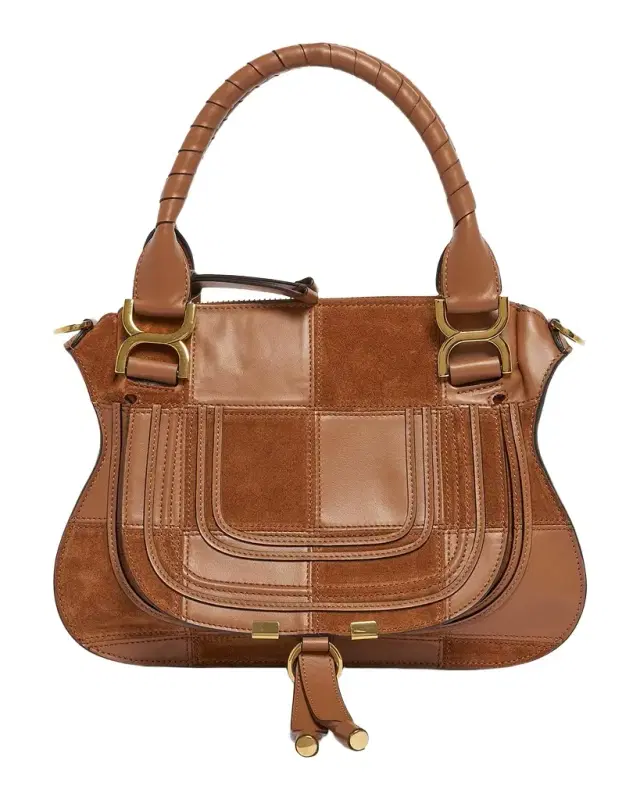Chloe Marcie Medium Saddle Shoulder Bag in Patchwork Leather