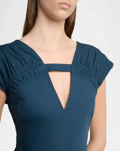 Proenza Schouler Manoela Poplin V-Neck Midi Dress | Thumbnail 5