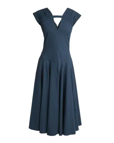 Proenza Schouler Manoela Poplin V-Neck Midi Dress | Thumbnail 1